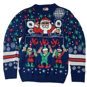 Ugly Christmas Sweater DJ Santa Clause Small